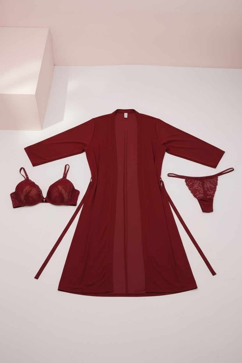 Women's Long Sleeve Scalloped Sheer Lace Nightgown Set Sleepwear Night Robe